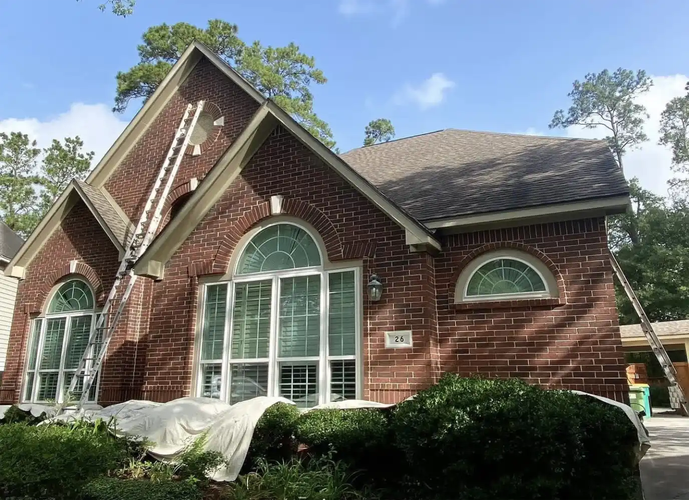 Before exterior painting in The Woodlands, TX